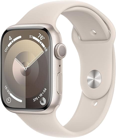 Apple Watch Series 9 [GPS 45mm] Smartwatch with Starlight Aluminum Case with Starlight Sport Band M/L. Fitness Tracker, ECG Apps, Always-On Retina Display, Water Resistant